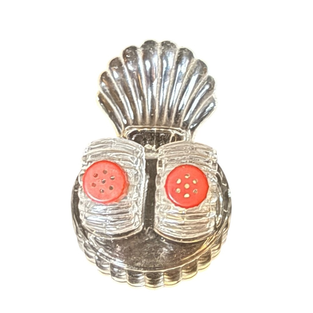 Vintage Glass Salt & Pepper Shakers with‎ Holder